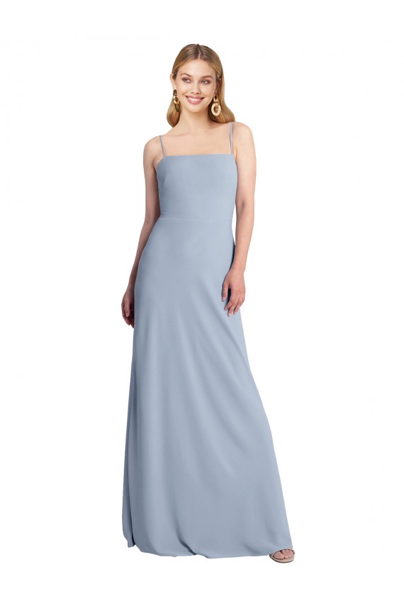 Wholesale Straight Neckline Crepe Slip Prom Dress with Strappy Back UK