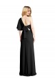 Wholesale Pleated One Shoulder Flutter Sleeves Slim Crepe Prom Dress UK