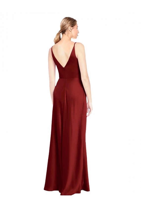 Wholesale Full Length Long Stretch Satin Slip Prom Dress V-Back UK