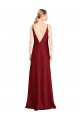 Wholesale Floor Length Deep V-Back Stretch Satin Prom Dress with Front Slit UK