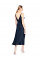 Wholesale V-Neck Midi Length Short Stretch Satin Cocktail Prom Dress / Homecoming Dress V-Back UK