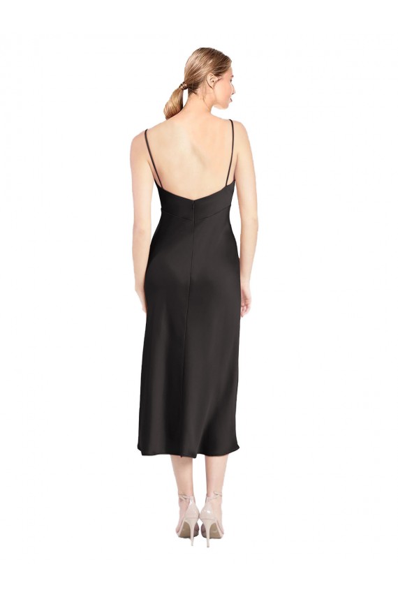 Wholesale Cowl Neck Midi Length Short Stretch Satin Slip Cocktail Prom Dress / Homecoming Dress UK