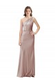 Wholesale One Shoulder Black-Tie Floor Length Long Stretch Satin Prom Dress UK