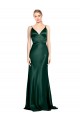 Wholesale High V-Neck Long Full Length Sheath Stretch Satin Prom Dress UK