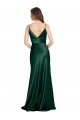 Wholesale High V-Neck Long Full Length Sheath Stretch Satin Prom Dress UK