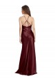 Wholesale High Neck Halter Long Sleeveless Stretch Satin Prom Dress with Strappy Back UK