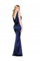 Wholesale Sheath High Neck Stretch Satin Prom Dress Low Back UK