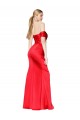 Wholesale High Neck Off the Shoulder Stretch Satin Prom Dress with High Slit UK