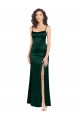 Wholesale Long Slim Scoop Neck Stretch Satin Prom Dress with Open Back UK