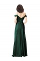 Wholesale Off the Shoulder Sleeves Long Stretch Satin Prom Dress with Pleated Draped Neckline UK