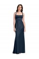 Wholesale Square Neck A-Line Long Stretch Satin Prom Dress with Wide Straps UK