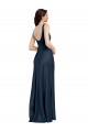 Wholesale Square Neck A-Line Long Stretch Satin Prom Dress with Wide Straps UK
