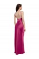 Wholesale V-Neck Spaghetti Straps Slim Stretch Satin Prom Dress with Low Scoop Back UK