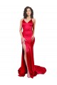 Wholesale Mermaid Open Back Long Stretch Satin Prom Dress with High Slit UK