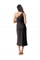 Wholesale Sleek One Shoulder Midi Length Short Stretch Satin Slip Cocktail Prom Dress / Homecoming Dress UK