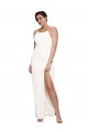 Wholesale High Neck Stretch Satin Prom Dress with Low Back and Side Slit UK