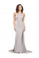 Wholesale High Neck Low Back Long Full Length Stretch Satin Prom Dress UK