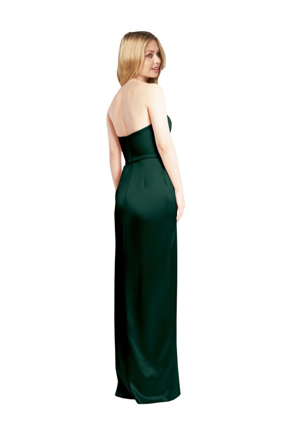Wholesale Scooped Strapless Neckline Stretech Satin Prom Dress with Side Slit UK