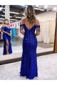 Wholesale Cold Shoulder Sleeveless Long Floor Length Velvet Sequin Prom Dress with Slit UK