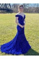 Wholesale Off the Shoulder Sleeveless Long Sweep Train Velvet Sequin Prom Dress UK