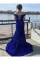 Wholesale Off the Shoulder Sleeveless Long Sweep Train Velvet Sequin Prom Dress UK