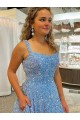 Wholesale A-Line Scoop Sleeveless Long Court Train Velvet Sequin Prom Dress UK
