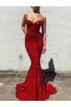Wholesale Mermaid Sweetheart Sleeveless Long Court Train Velvet Sequin Prom Dress UK