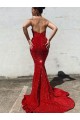 Wholesale Mermaid Sweetheart Sleeveless Long Court Train Velvet Sequin Prom Dress UK
