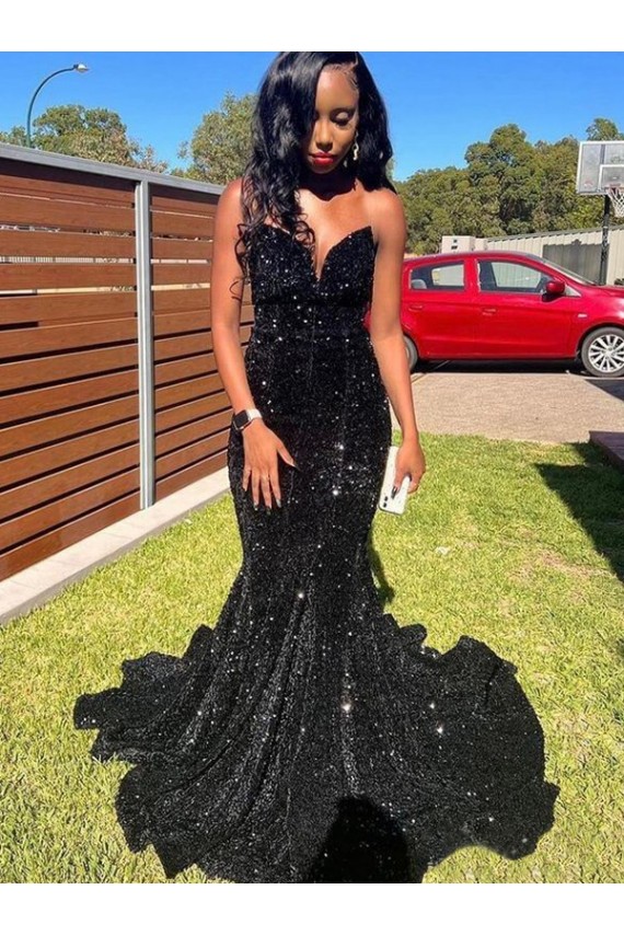 Wholesale Mermaid Sweetheart Sleeveless Long Floor Length Velvet Sequin Prom Dress UK