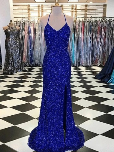 Wholesale V-Neck Sleeveless Long Velvet Sequin Prom Dress UK