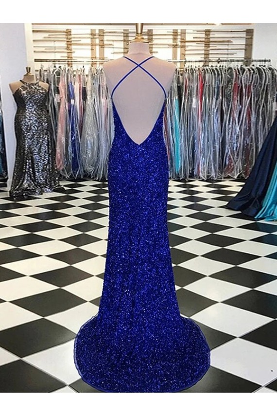 Wholesale V-Neck Sleeveless Long Velvet Sequin Prom Dress UK