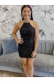 Wholesale Halter Sleeveless Short Velvet Sequin Prom Dress UK