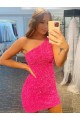 Wholesale Short One Shoulder Sleeveless Velvet Sequin Prom Dress UK