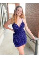 Wholesale Sleeveless Short Velvet Sequin V-Neck Prom Dress UK