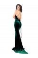 Wholesale High Neck Stretch Velvet Prom Dress with Black Lace Embroidery UK