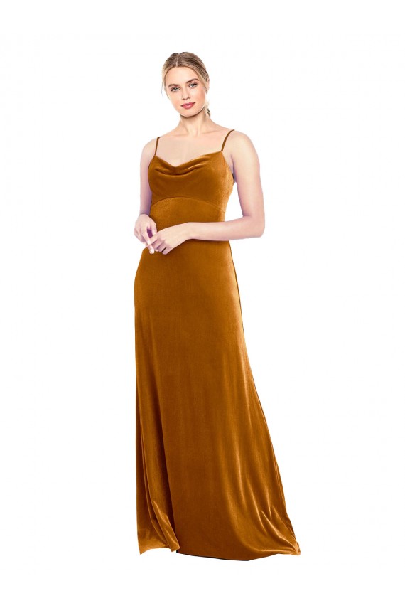 Wholesale Long Velvet Cowl Neck Slip Prom Dress UK
