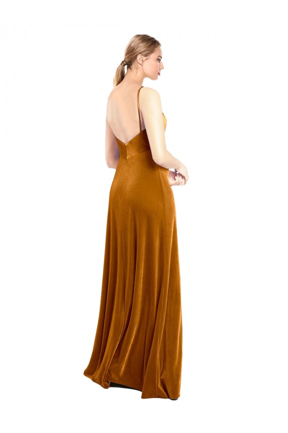 Wholesale Long Velvet Cowl Neck Slip Prom Dress UK