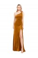 Wholesale Sleek One Shoulder Long Velvet Prom Dress UK