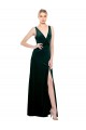 Wholesale Sleek V-Neck Long Velvet Prom Dress with Side Slit UK