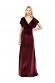 Wholesale Flutter Sleeves Open Back Long Velvet Prom Dress UK