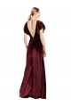 Wholesale Flutter Sleeves Open Back Long Velvet Prom Dress UK