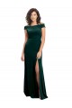 Wholesale Floor Length Cap Sleeves Long Velvet Prom Dress with High Side Slit UK