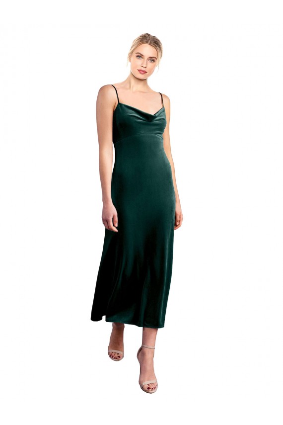 Wholesale Midi Length Cowl Neck Velvet Slip Cocktail Prom Dress / Homecoming Dress UK