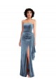 Wholesale Strapless Velvet Maxi Prom Dress with Draped Skirt UK