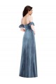 Wholesale Ruffle Sleeve Off the Shoulder Velvet Maxi Prom Dress UK