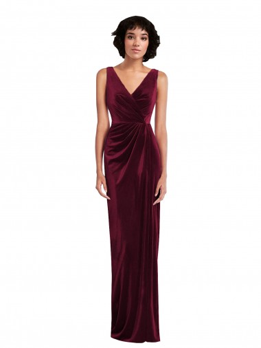 Wholesale Draped Skirt Faux Wrap Velvet Maxi Prom Dress UK