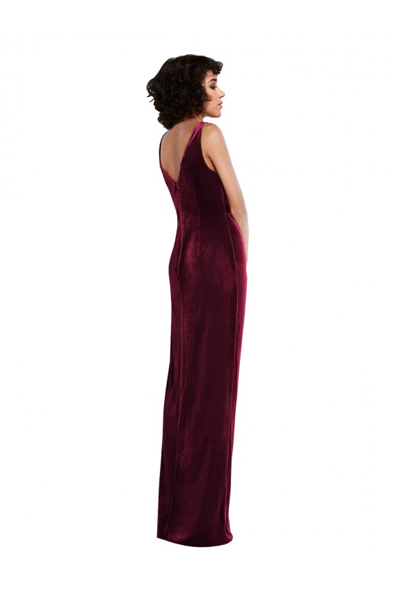 Wholesale Draped Skirt Faux Wrap Velvet Maxi Prom Dress UK