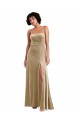 Wholesale Square Neck Velvet Maxi Prom Dress with Front Slit & Pockets UK