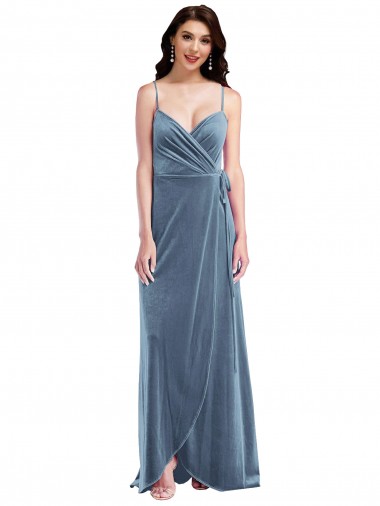 Wholesale Velvet Wrap Maxi Prom Dress with Pockets UK