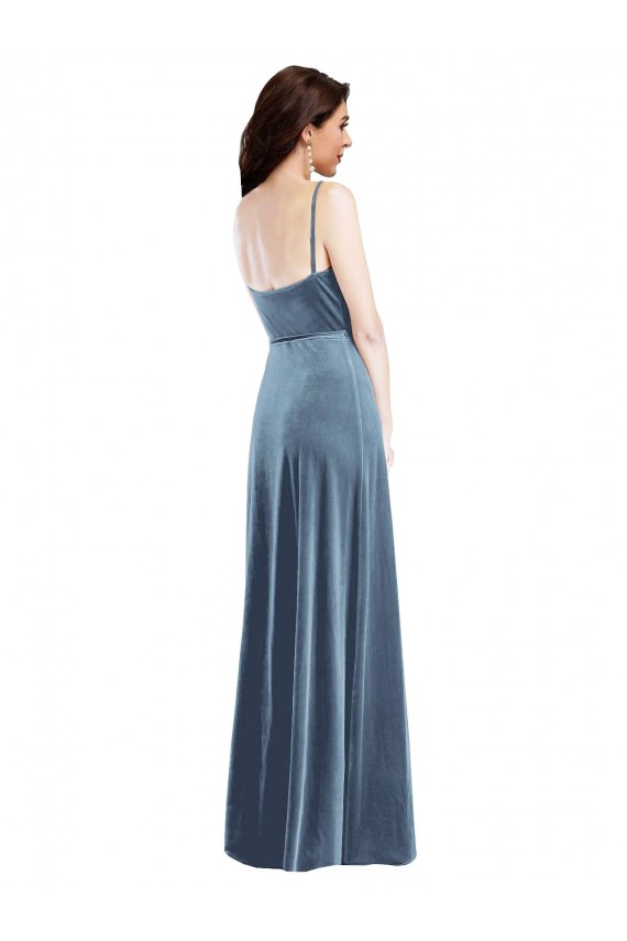 Wholesale Velvet Wrap Maxi Prom Dress with Pockets UK